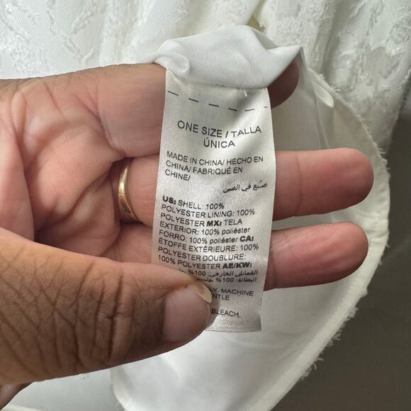 Chico’s Black Label Lace Top 3 XL 16/18 White Bell Sleeve Peplum NWT $149‎ - Picture 4 of 8